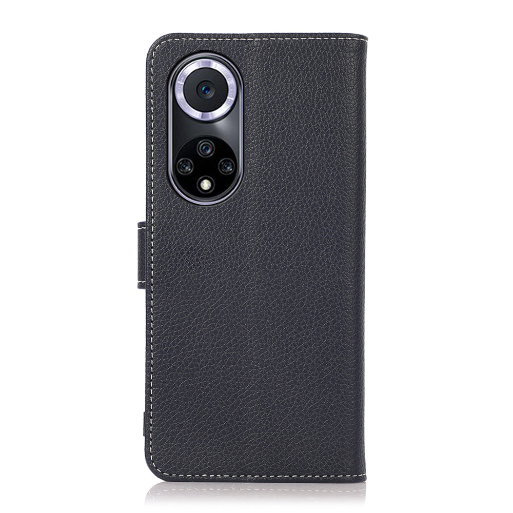 Flip Design Litchi Texture PU Leather Wallet Magnetic Closure Stand Protective Cover for Huawei nova 9