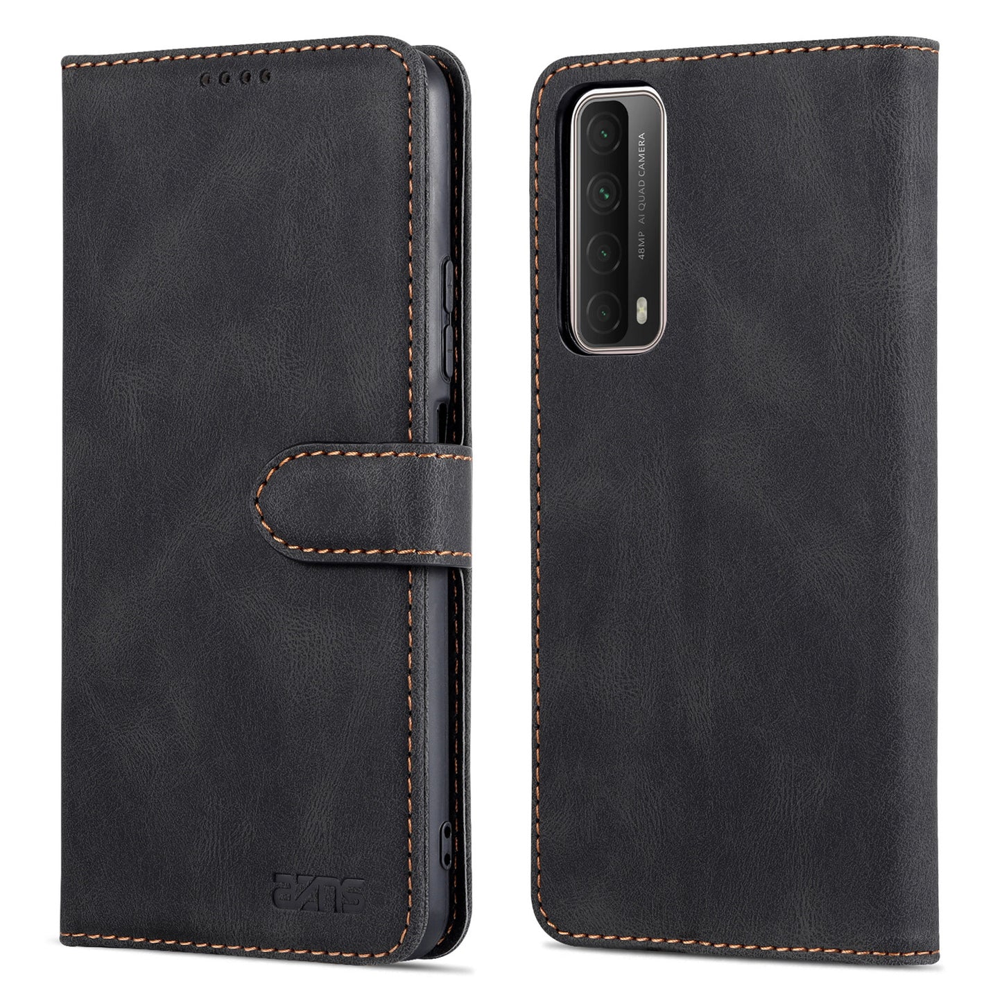 AZNS Phone Cover Magnetic Closure PU Leather Flip Wallet Case Stand Anti-fingerprint Phone Shell for Huawei P smart 2021 / Huawei Y7a