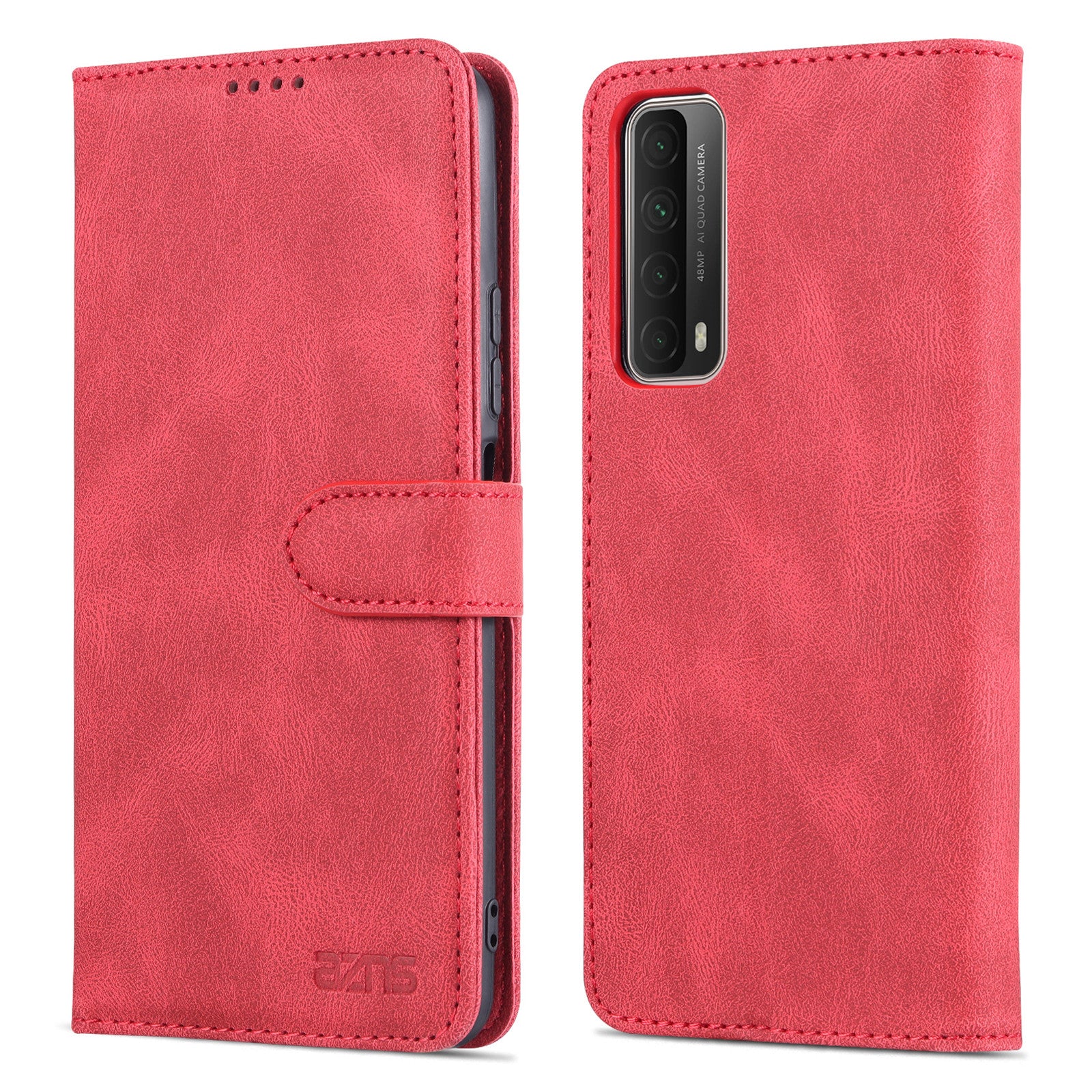 AZNS Phone Cover Magnetic Closure PU Leather Flip Wallet Case Stand Anti-fingerprint Phone Shell for Huawei P smart 2021 / Huawei Y7a