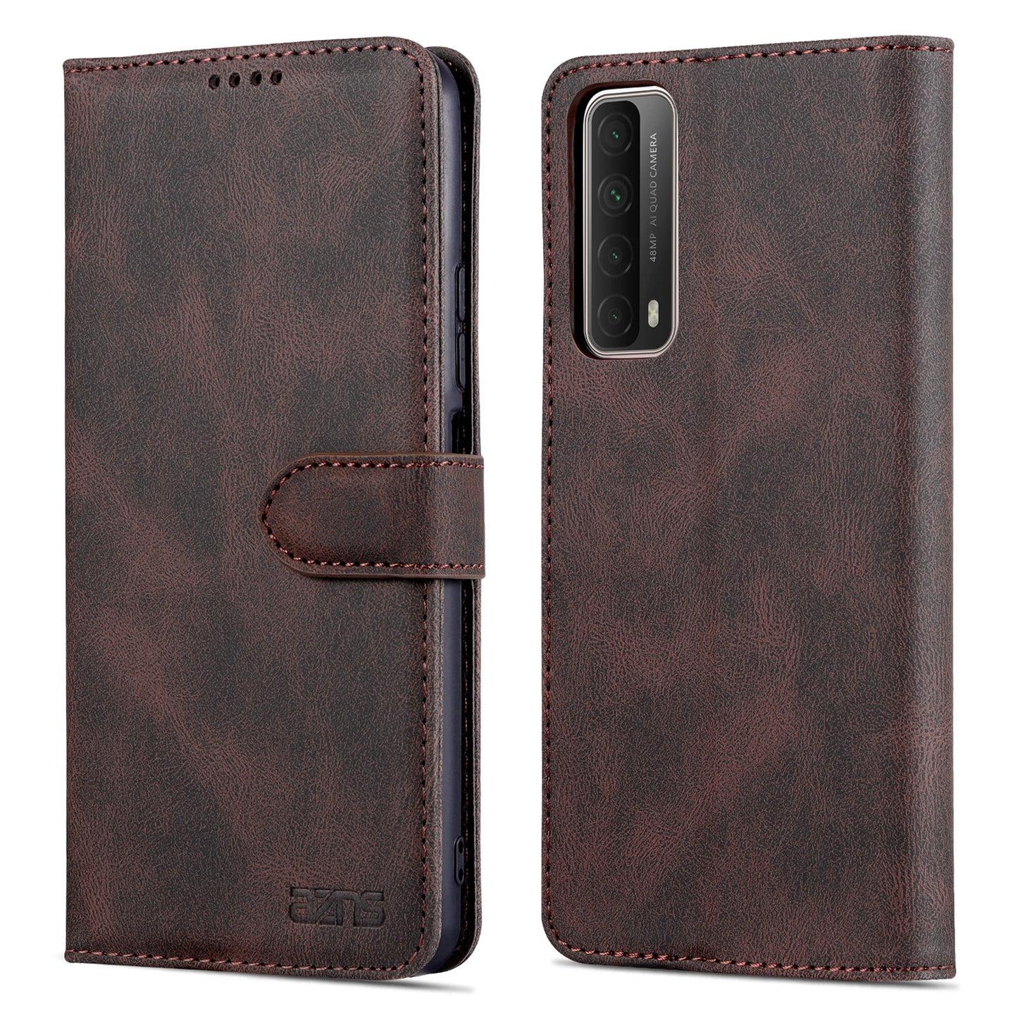 AZNS Phone Cover Magnetic Closure PU Leather Flip Wallet Case Stand Anti-fingerprint Phone Shell for Huawei P smart 2021 / Huawei Y7a