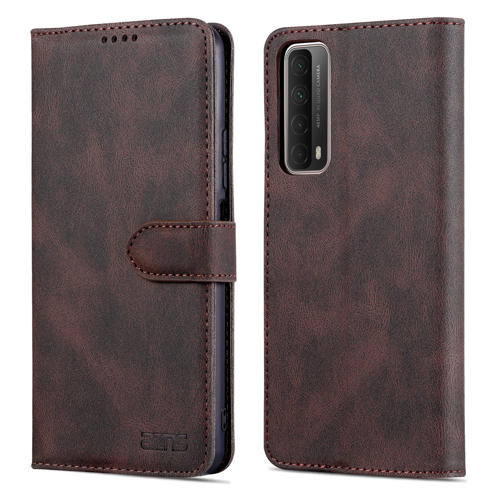 AZNS Phone Cover Magnetic Closure PU Leather Flip Wallet Case Stand Anti-fingerprint Phone Shell for Huawei P smart 2021 / Huawei Y7a