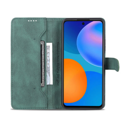 AZNS Phone Cover Magnetic Closure PU Leather Flip Wallet Case Stand Anti-fingerprint Phone Shell for Huawei P smart 2021 / Huawei Y7a