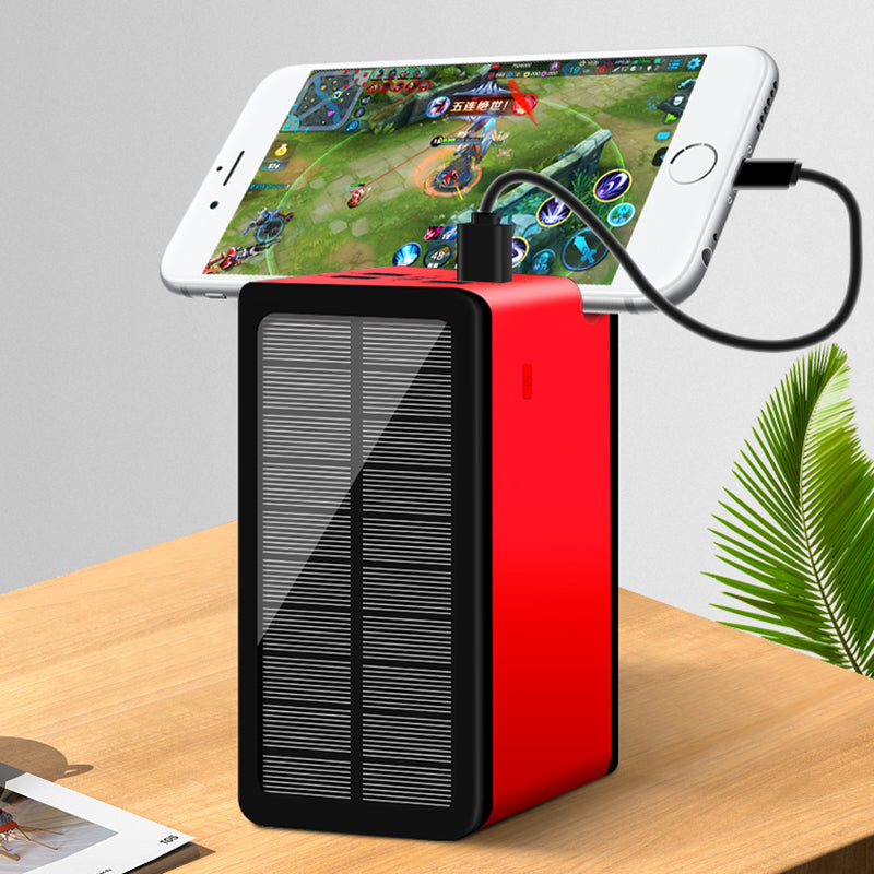 PS-10+ Solar Power Bank 100000mAh Outdoor Portable Charger with Camping Light and Phone Holder Slot Gap