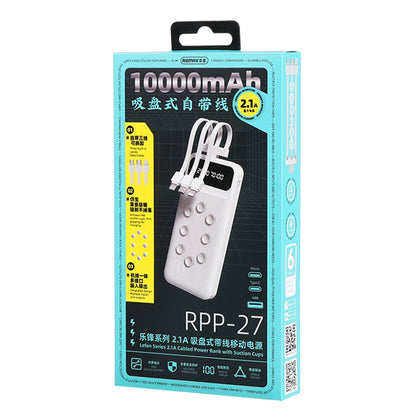 REMAX RPP-27 10000mAh Portable Charger 2.1A Fast Charging Power Bank with Powerful Suction Cups for iP/Typc C/USB Devices