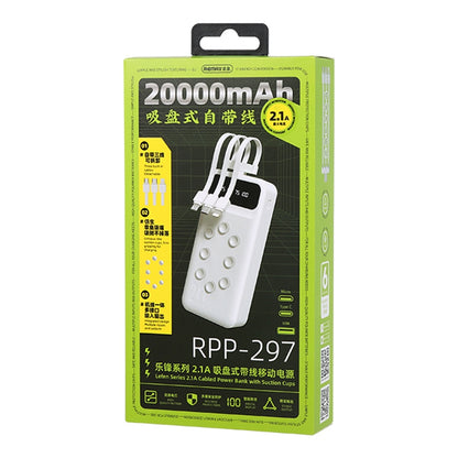 REMAX RPP-297 20000mAh 2.1A Cabled Power Bank Phone Tablet Charger with Suction Cups for Travel Outdoors Activities