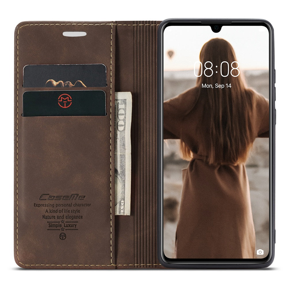 CASEME 013 Series for Huawei P30 Shockproof PU Leather Stand Cover Anti-scratch Wallet Phone Case