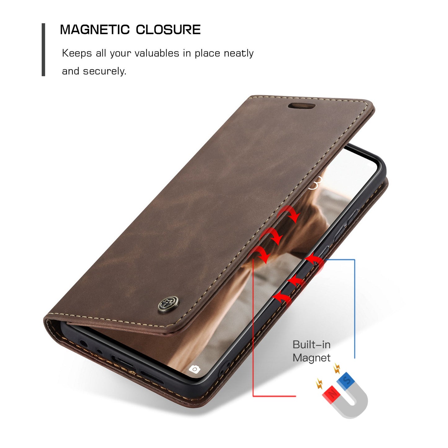 CASEME 013 Series for Huawei P30 Shockproof PU Leather Stand Cover Anti-scratch Wallet Phone Case