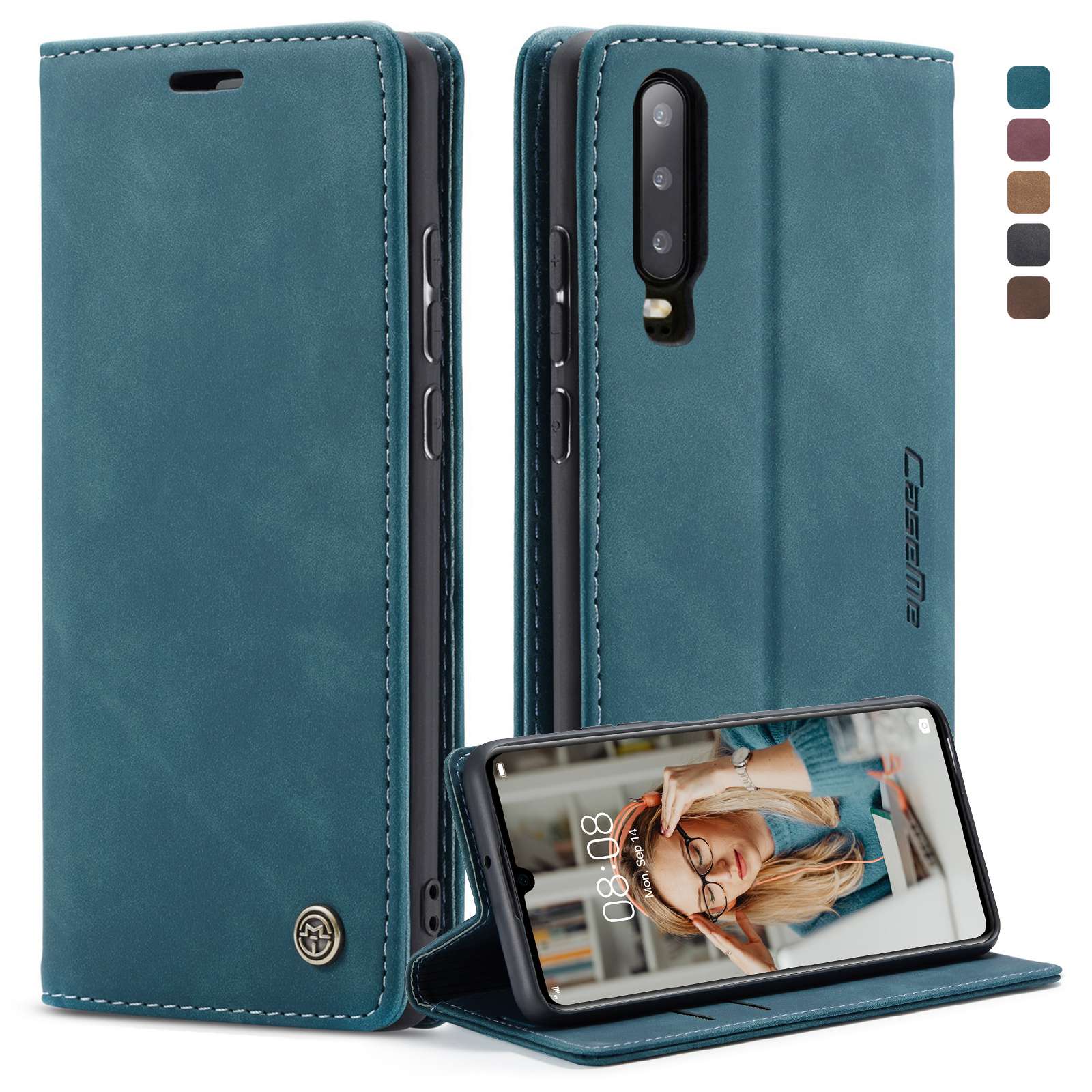 CASEME 013 Series for Huawei P30 Shockproof PU Leather Stand Cover Anti-scratch Wallet Phone Case