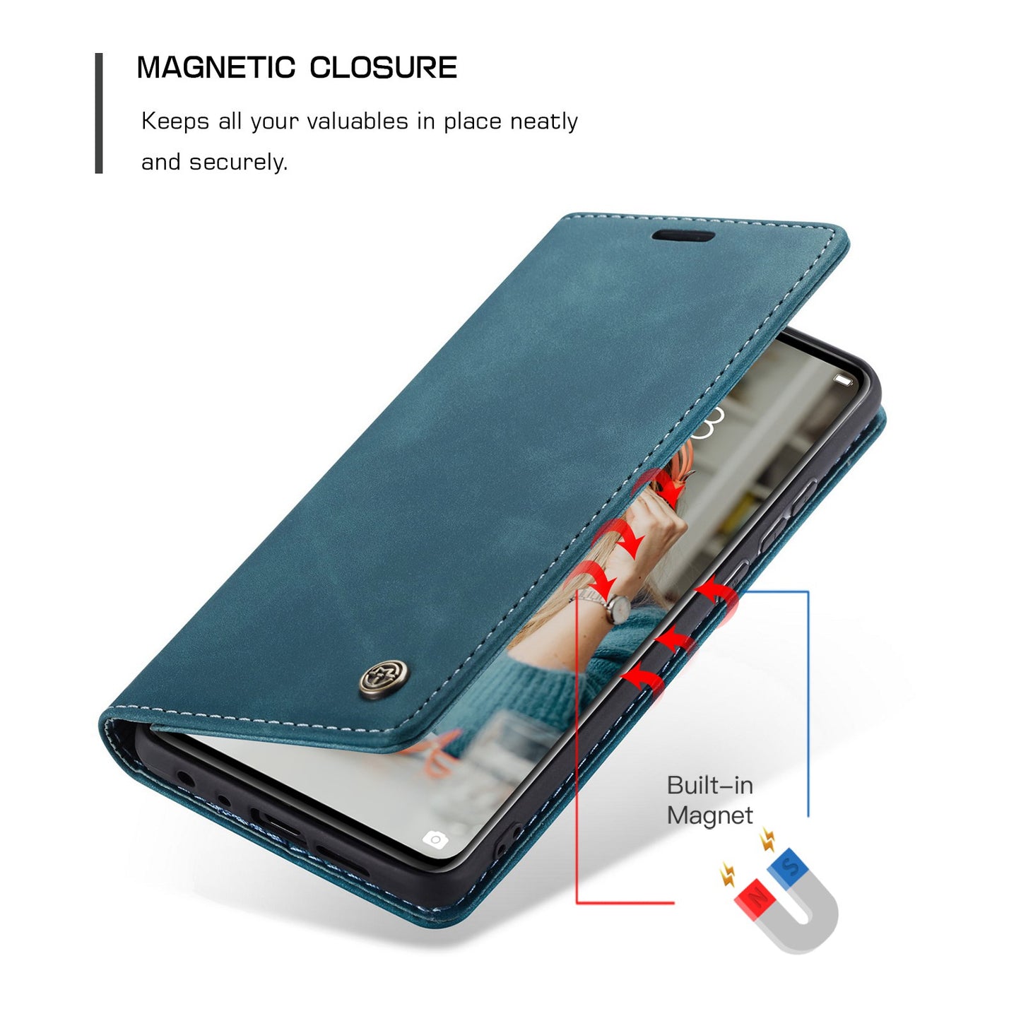 CASEME 013 Series for Huawei P30 Shockproof PU Leather Stand Cover Anti-scratch Wallet Phone Case