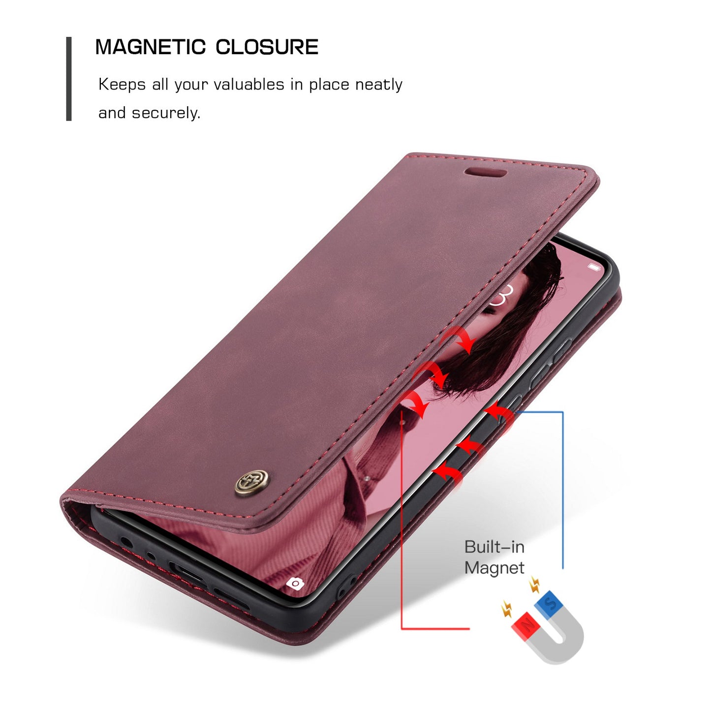 CASEME 013 Series for Huawei P30 Shockproof PU Leather Stand Cover Anti-scratch Wallet Phone Case