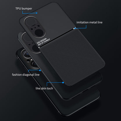 For Huawei nova 9 SE Imprinted PU Leather + TPU Hybrid Case Shockproof Phone Cover with Built-in Metal Sheet