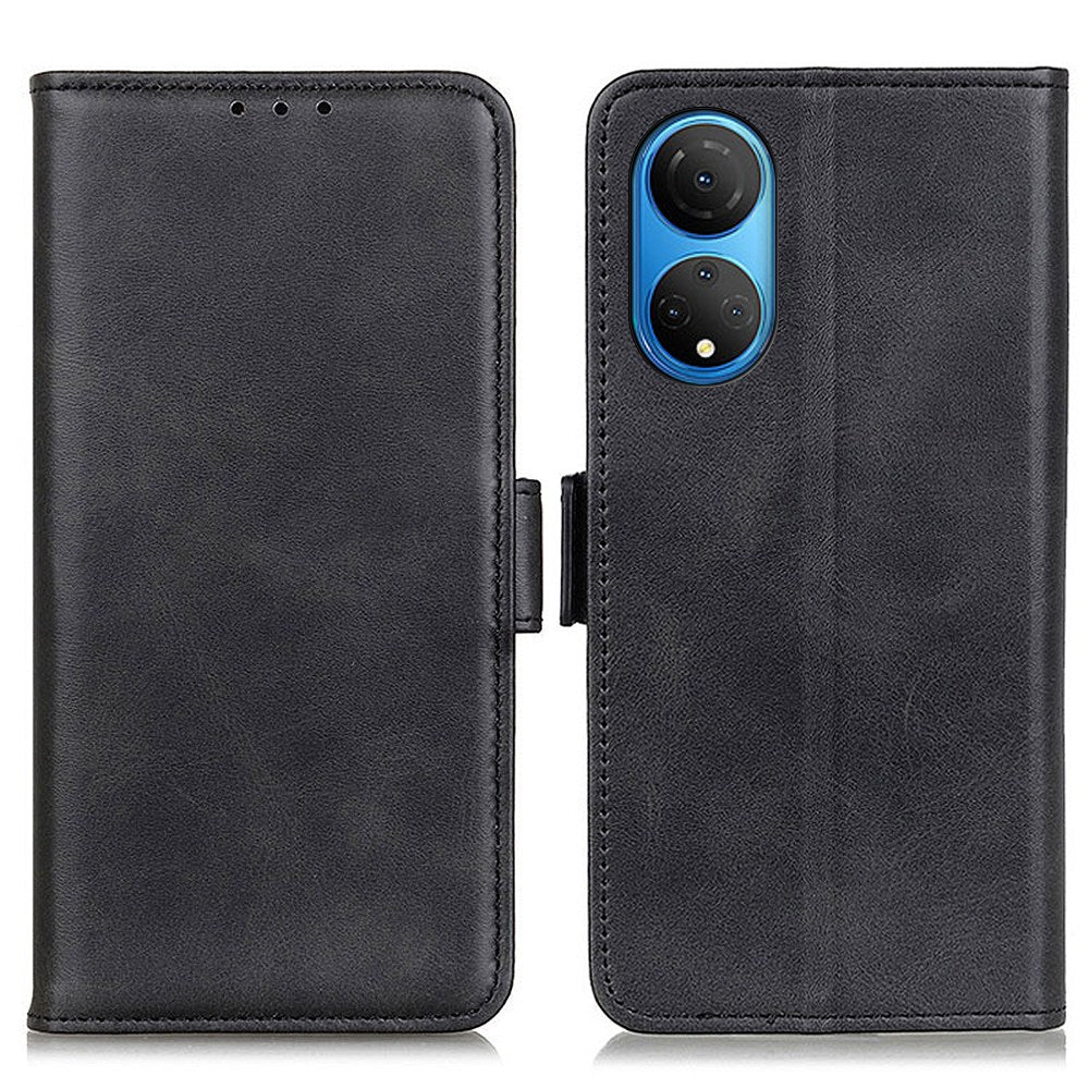 Textured PU Leather Phone Cover for Honor X7, Double Magnetic Clasp Foldable Stand Wallet Shell Protector