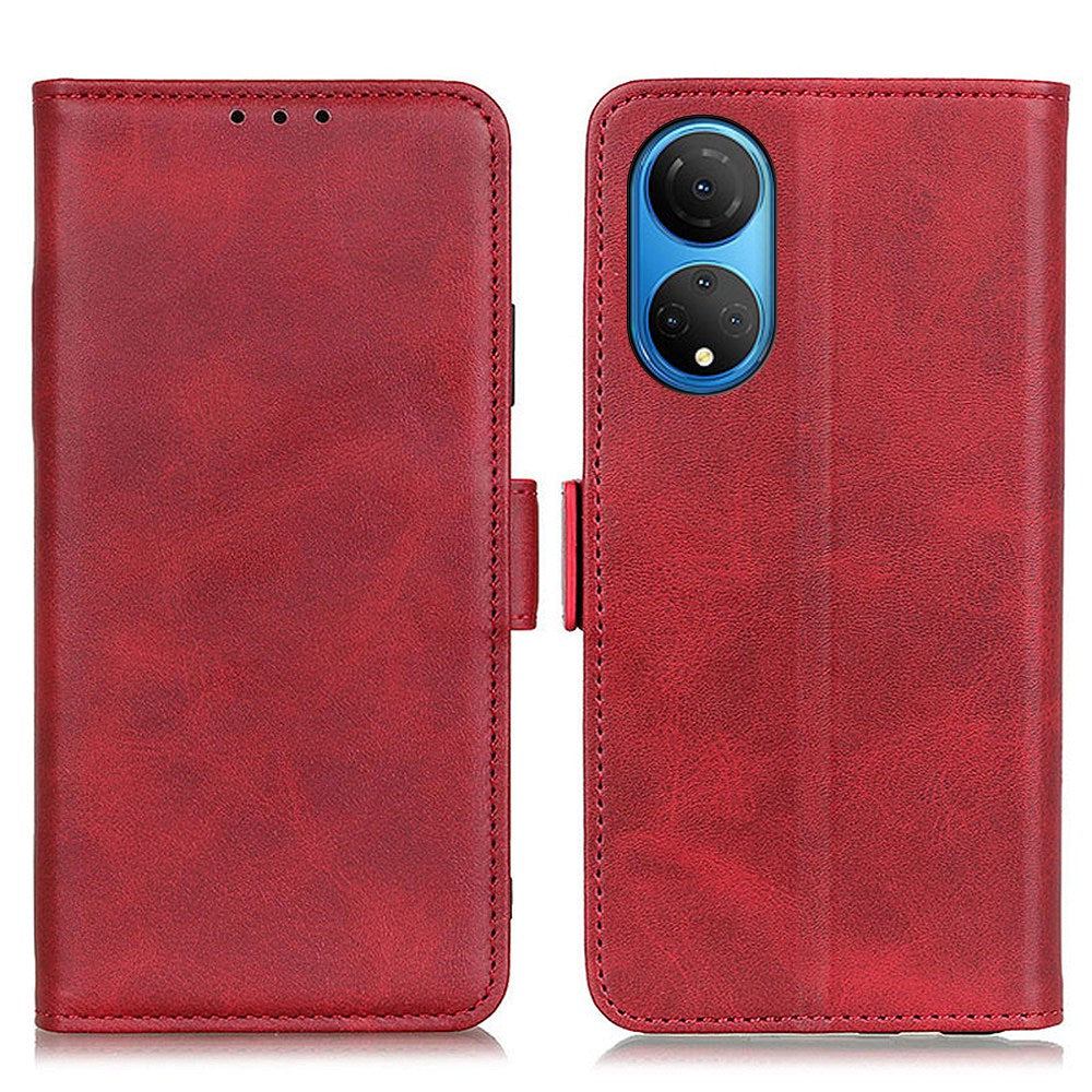 Textured PU Leather Phone Cover for Honor X7, Double Magnetic Clasp Foldable Stand Wallet Shell Protector