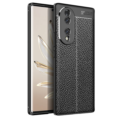 For Honor 70 5G Heat Dissipating Anti-Fingerprint Case Litchi Texture Design Soft TPU Back Cover