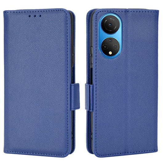 For Honor X7 Litchi Texture Magnetic Closure Wear-resistant Drop-proof Case Leather Stand Wallet Style Cell Phone Shell