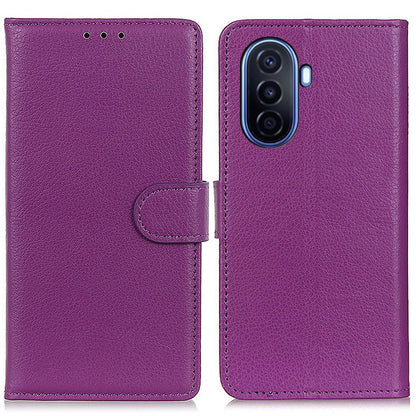 For Huawei nova Y70 4G/Y70 Plus 4G Litchi Texture Wallet Flip Cover PU Leather Stand Shockproof TPU Protective Case