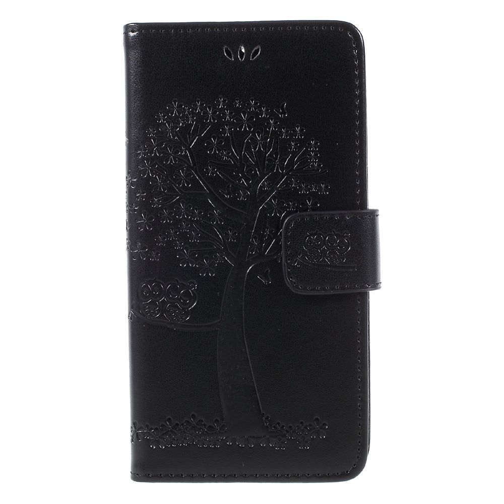 Imprint Tree Owl Magnetic Wallet PU Leather Stand Case for Motorola Moto G5S