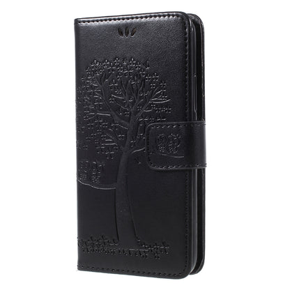 Imprint Tree Owl Magnetic Wallet PU Leather Stand Case for Motorola Moto G5S