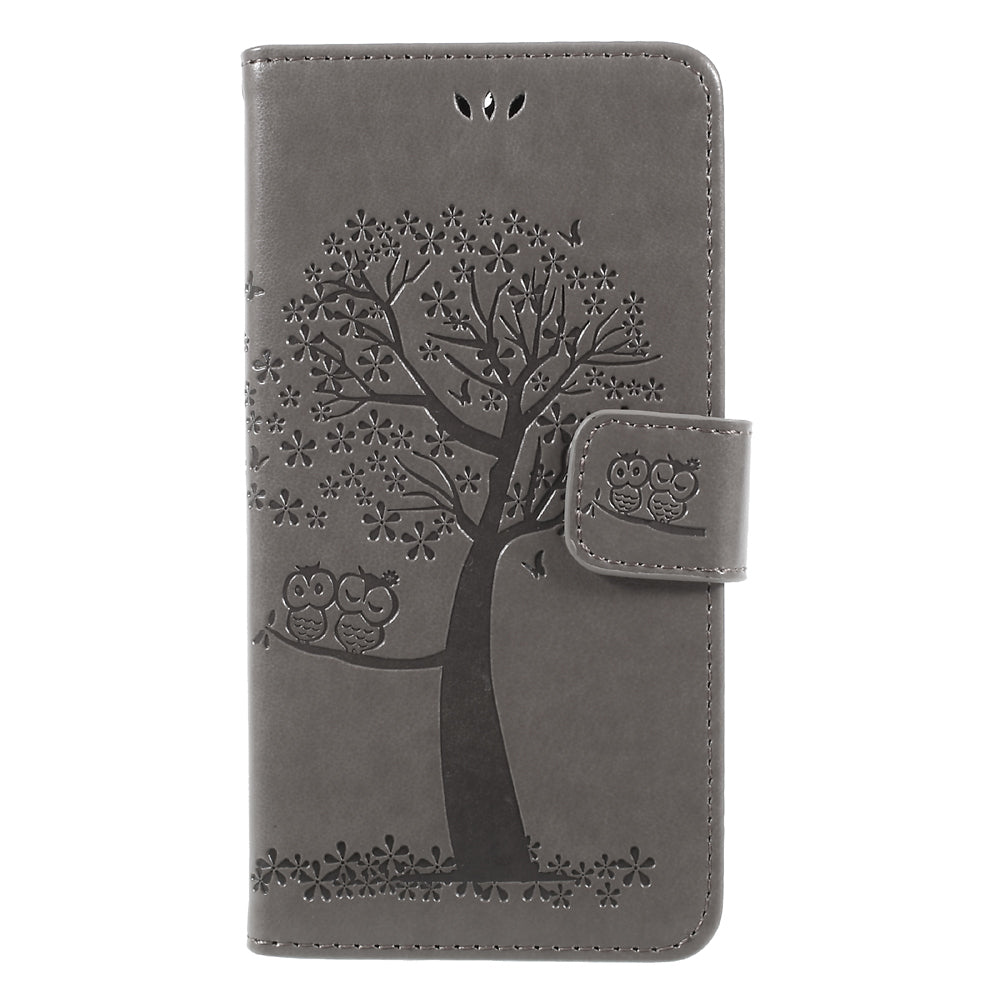 Imprint Tree Owl Magnetic Wallet PU Leather Stand Case for Motorola Moto G5S