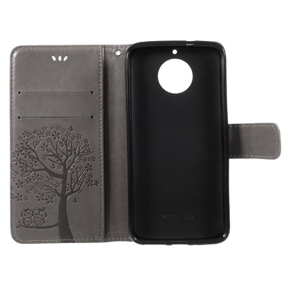 Imprint Tree Owl Magnetic Wallet PU Leather Stand Case for Motorola Moto G5S