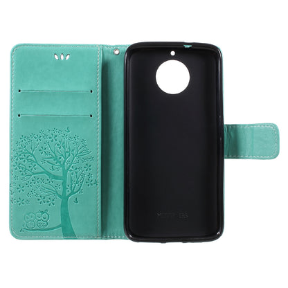 Imprint Tree Owl Magnetic Wallet PU Leather Stand Case for Motorola Moto G5S