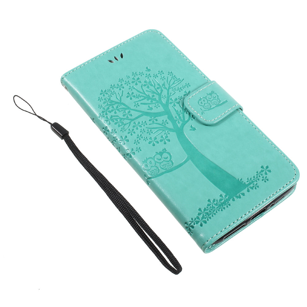 Imprint Tree Owl Magnetic Wallet PU Leather Stand Case for Motorola Moto G5S