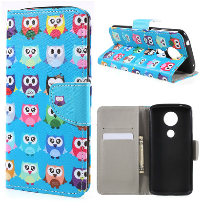 Pattern Printing Cross Texture Leather Wallet Case for Motorola Moto E5 Plus