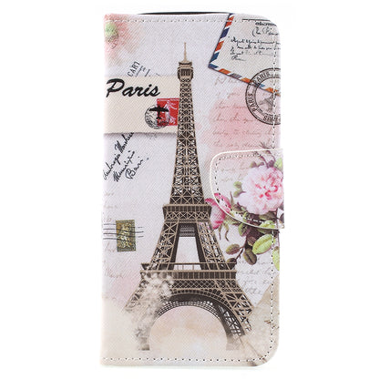 Pattern Printing Cross Texture Leather Wallet Case for Motorola Moto E5 Plus