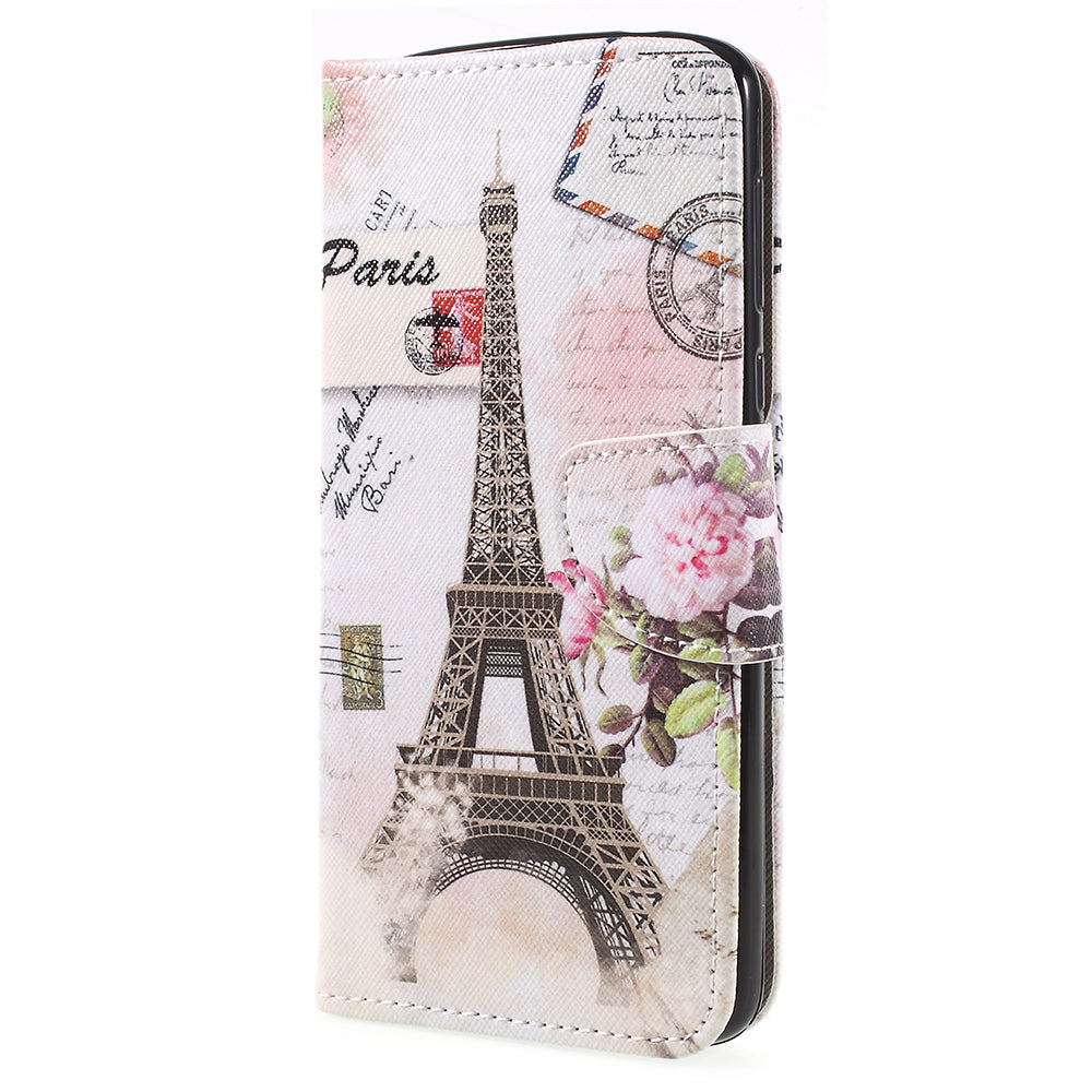 Pattern Printing Cross Texture Leather Wallet Case for Motorola Moto E5 Plus