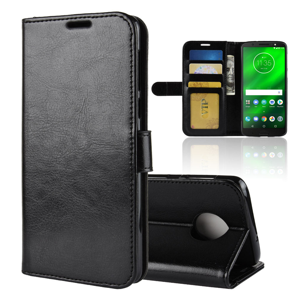 Crazy Horse Leather Stand Wallet Phone Case for Motorola Moto G6 Plus