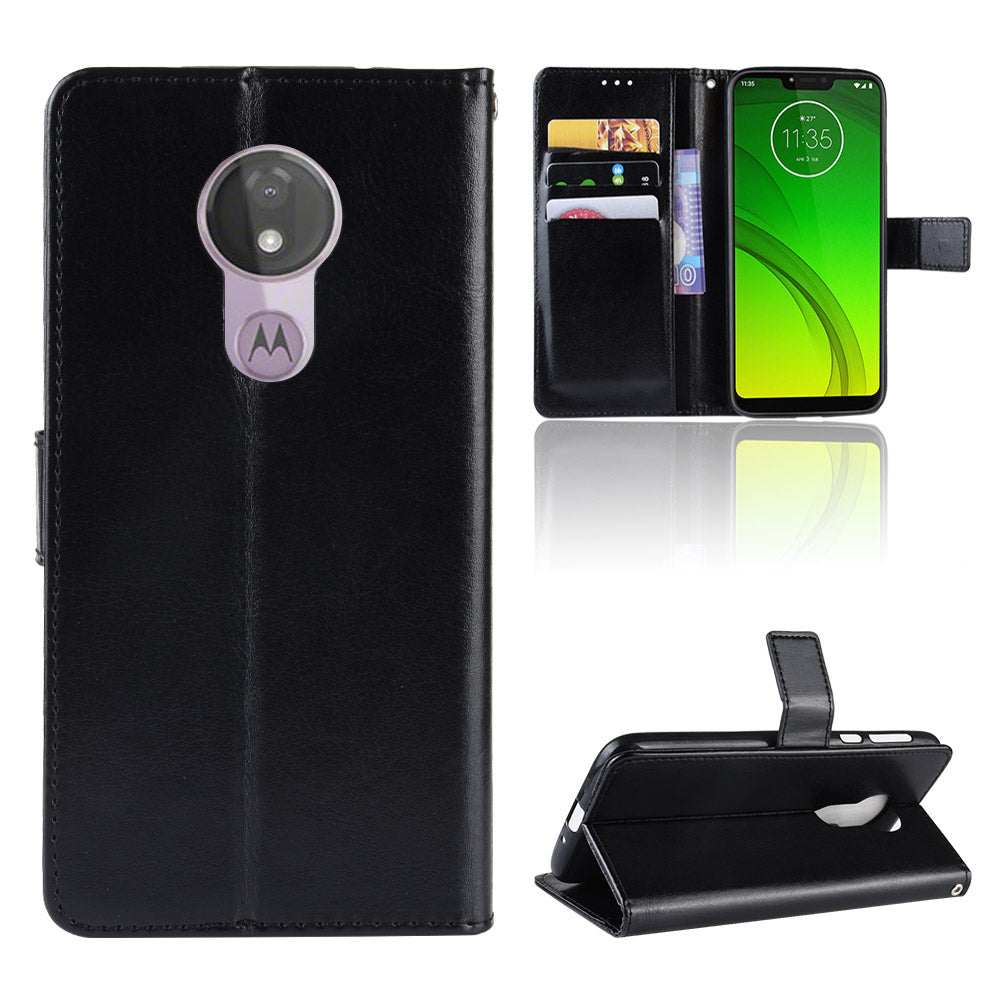 Crazy Horse Wallet Leather Stand Cover for Motorola Moto G7 Power (EU Version)