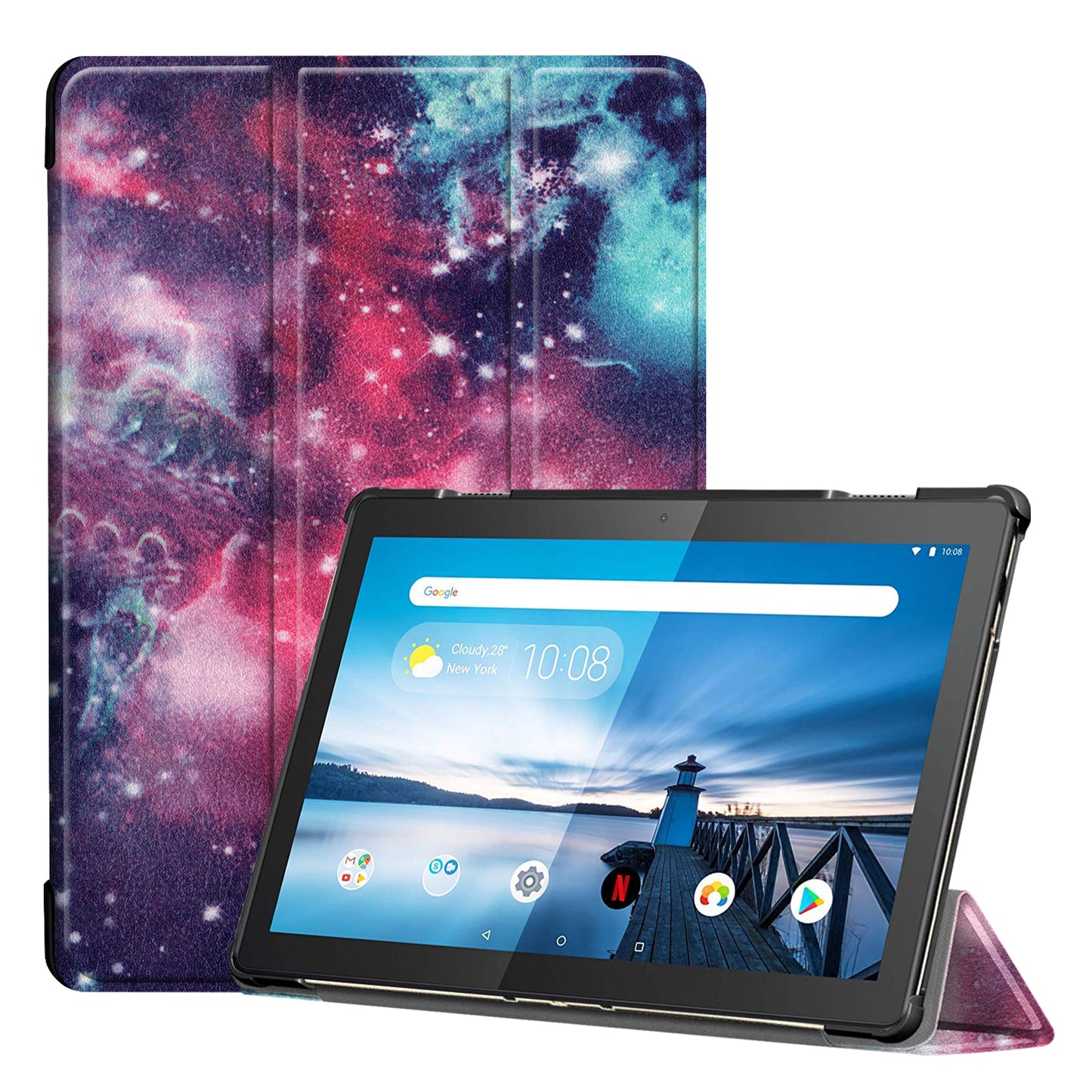 Dustproof Pattern Printing Tri-fold Stand Leather Protection Case for Lenovo Tab M10 TB-X605F TB-X505F