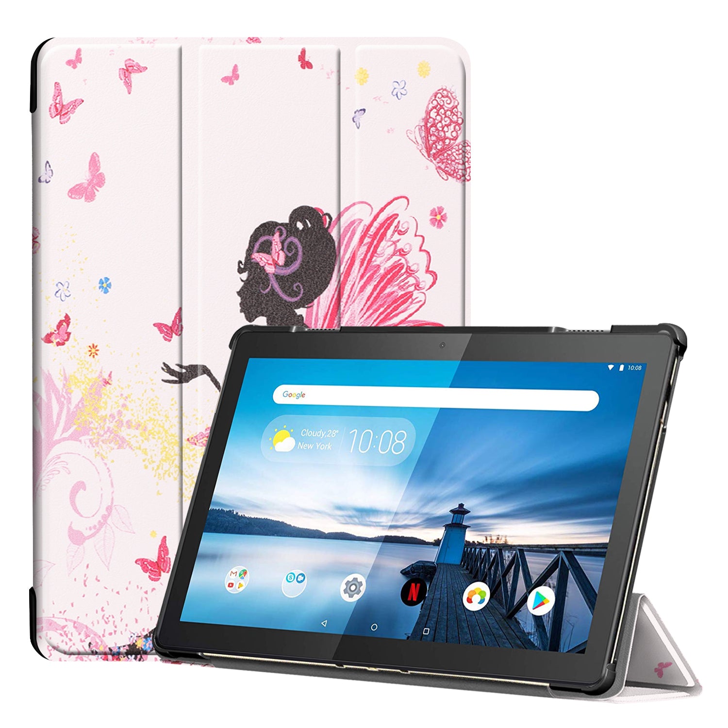 Dustproof Pattern Printing Tri-fold Stand Leather Protection Case for Lenovo Tab M10 TB-X605F TB-X505F