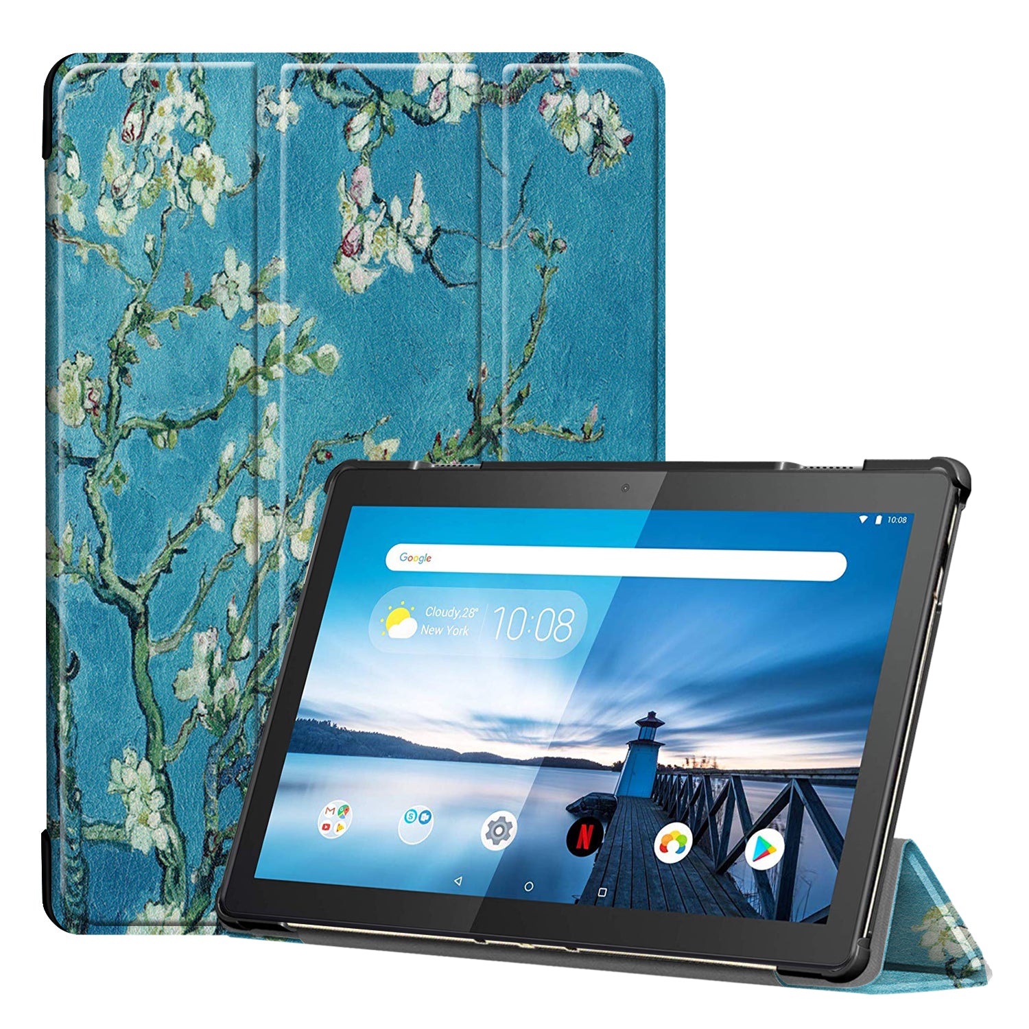 Dustproof Pattern Printing Tri-fold Stand Leather Protection Case for Lenovo Tab M10 TB-X605F TB-X505F