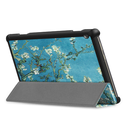 Dustproof Pattern Printing Tri-fold Stand Leather Protection Case for Lenovo Tab M10 TB-X605F TB-X505F