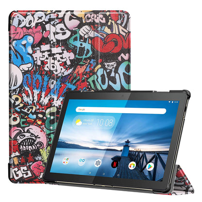 Dustproof Pattern Printing Tri-fold Stand Leather Protection Case for Lenovo Tab M10 TB-X605F TB-X505F