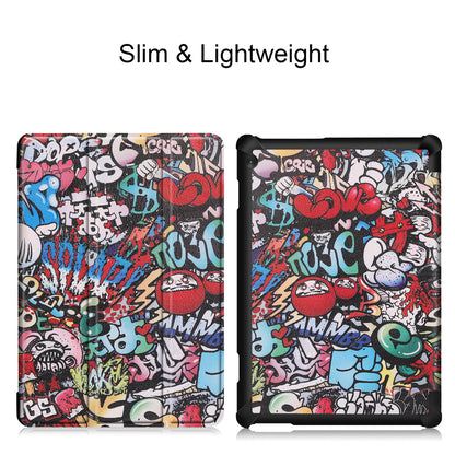 Dustproof Pattern Printing Tri-fold Stand Leather Protection Case for Lenovo Tab M10 TB-X605F TB-X505F