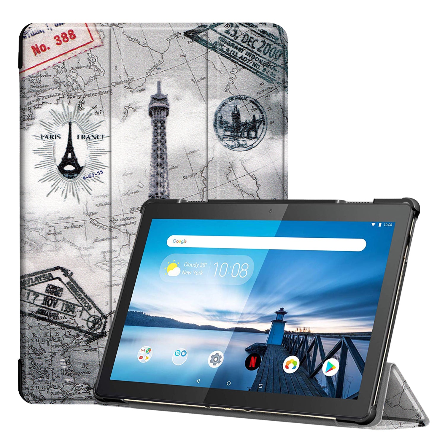 Dustproof Pattern Printing Tri-fold Stand Leather Protection Case for Lenovo Tab M10 TB-X605F TB-X505F