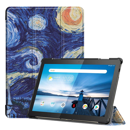 Dustproof Pattern Printing Tri-fold Stand Leather Protection Case for Lenovo Tab M10 TB-X605F TB-X505F