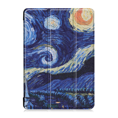 Dustproof Pattern Printing Tri-fold Stand Leather Protection Case for Lenovo Tab M10 TB-X605F TB-X505F