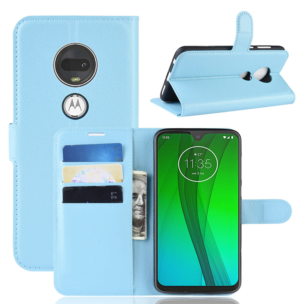 Litchi Skin Wallet Leather Stand Case for Motorola Moto G7 / G7 Plus