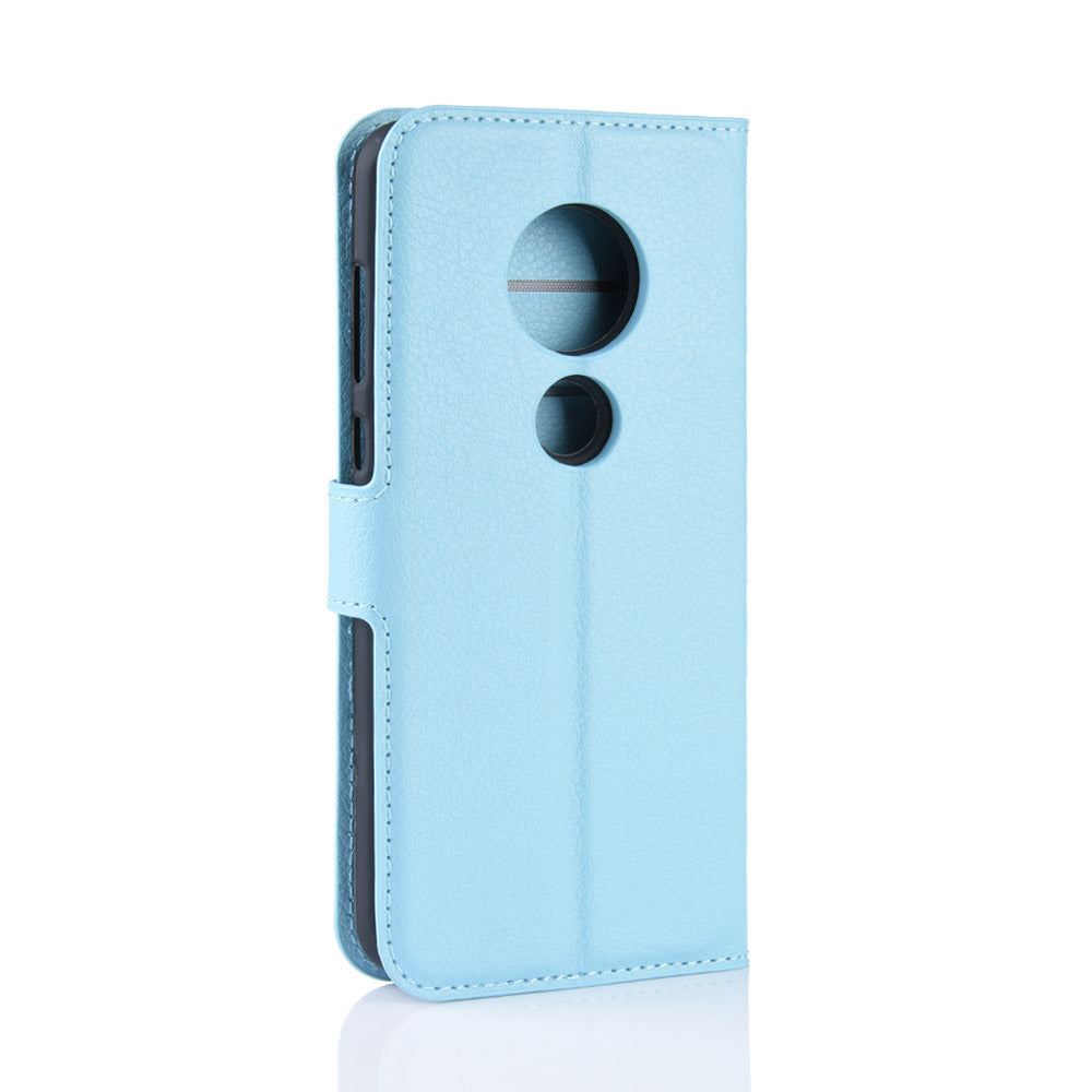 Litchi Skin Wallet Leather Stand Case for Motorola Moto G7 / G7 Plus