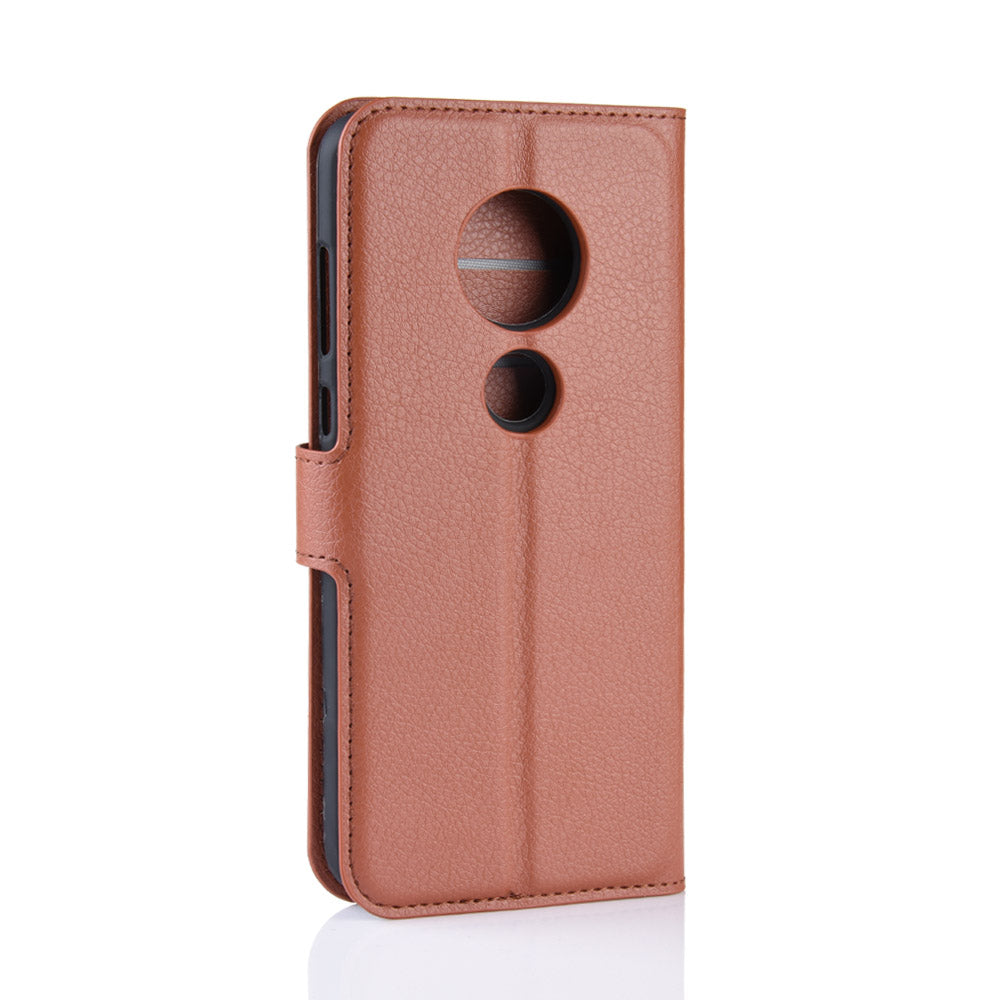 Litchi Skin Wallet Leather Stand Case for Motorola Moto G7 / G7 Plus