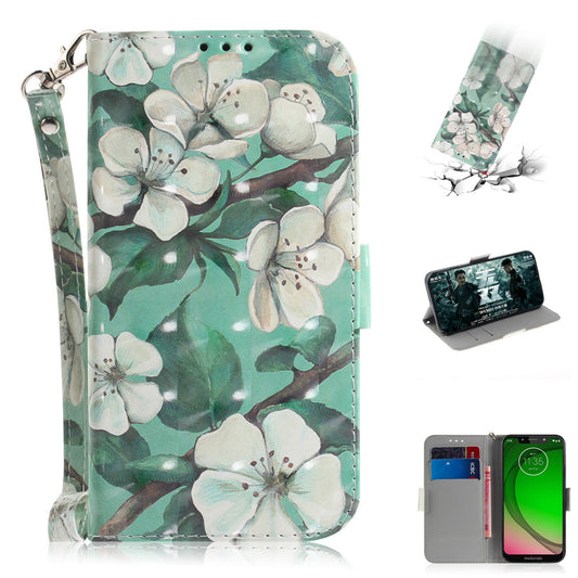 Pattern Printing Light Spot Decor Leather Wallet Case for Motorola Moto G7 Play