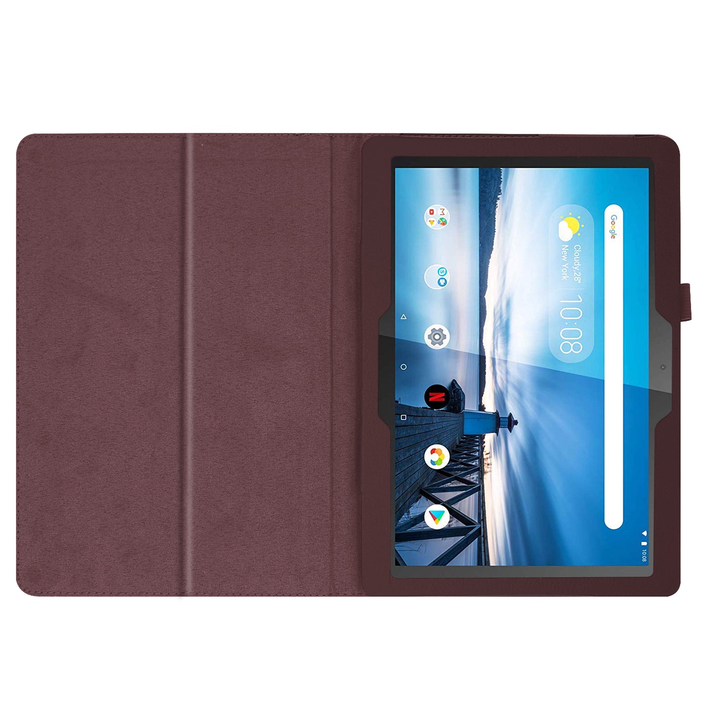 Anti-scratch Shockproof Litchi Texture Leather Stand Protective Phone Case Cover for Lenovo Tab M10 TB-X605F