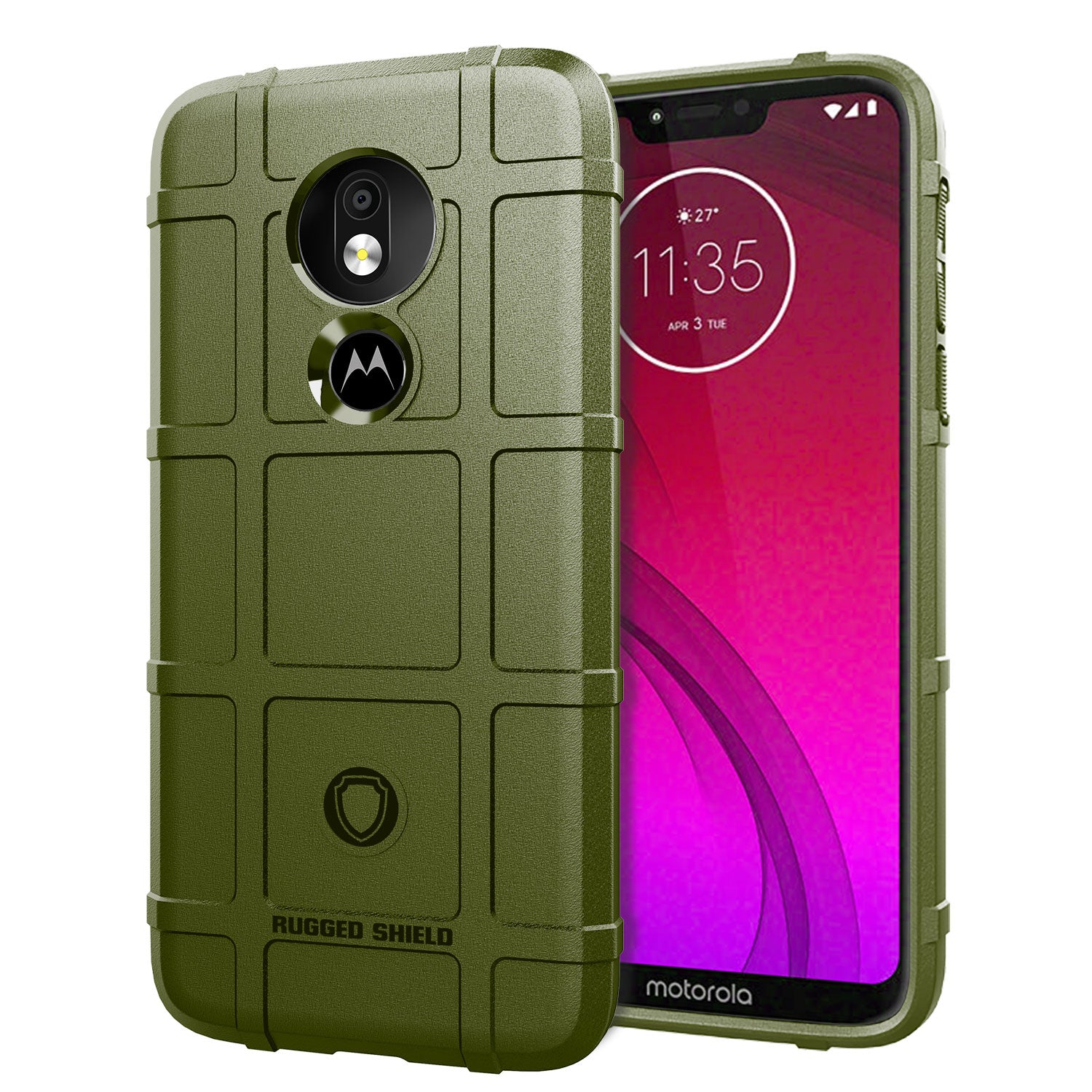 Rugged Square Grid Texture Anti-shock TPU Phone Cover for Motorola Moto G7 Power (EU Version)