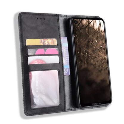 Vintage Style PU Leather Wallet Phone Cover for Motorola One Vision / P50