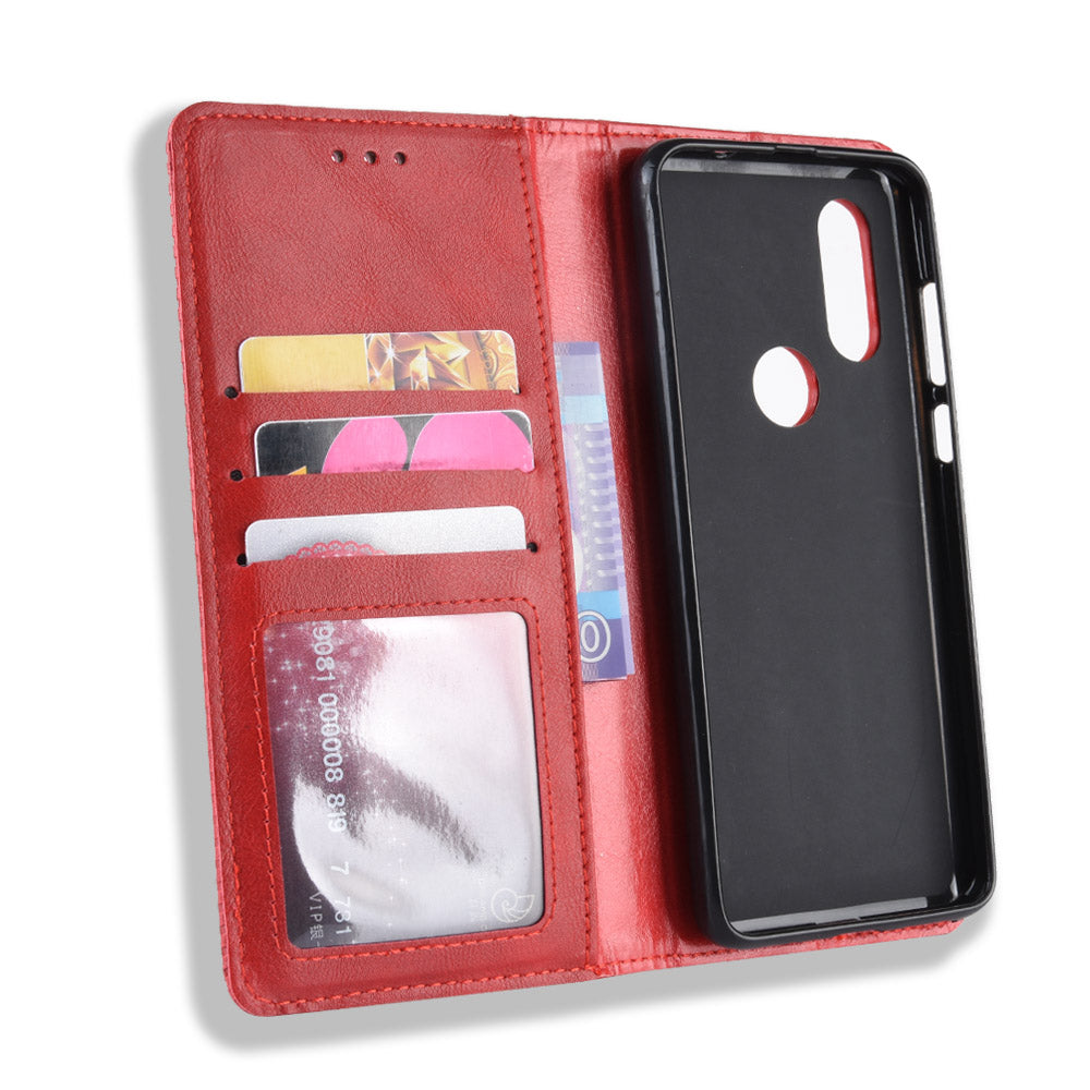 Vintage Style PU Leather Wallet Phone Cover for Motorola One Vision / P50