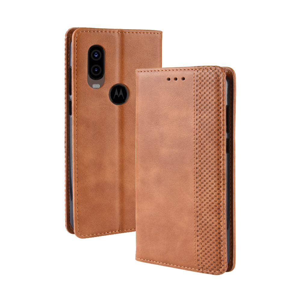 Vintage Style PU Leather Wallet Phone Cover for Motorola One Vision / P50