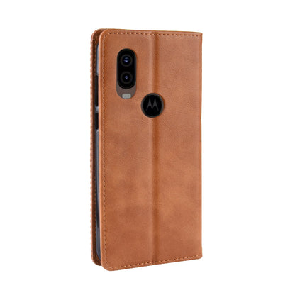 Vintage Style PU Leather Wallet Phone Cover for Motorola One Vision / P50